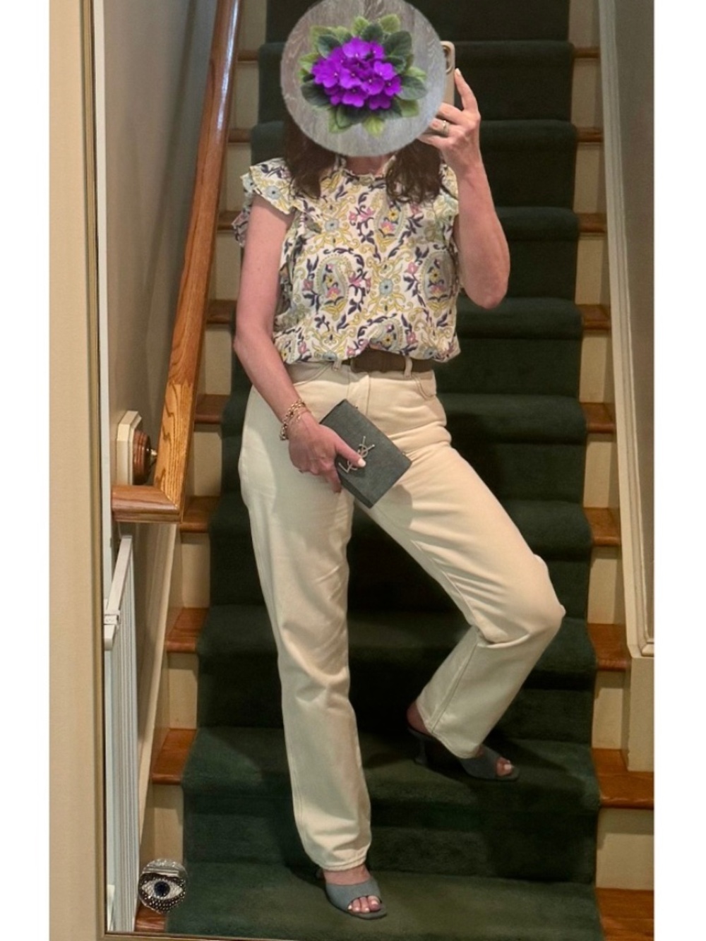 Banjanan Klara flutter sleeveless floral paisley Top- 

Size L